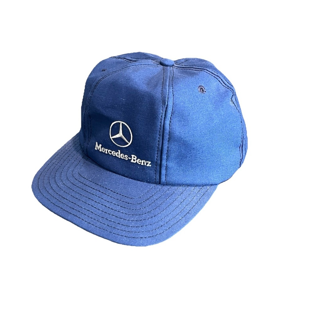 Vintage Mercedes Benz Motorsport Strapback Mens Hat USA Navy Blue 6 Pane
